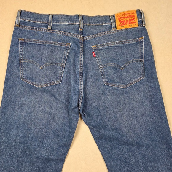 Levi Strauss 505 Regular Fit Mens Jeans W38 L30 Blue Denim Classic - Picture 5 of 15